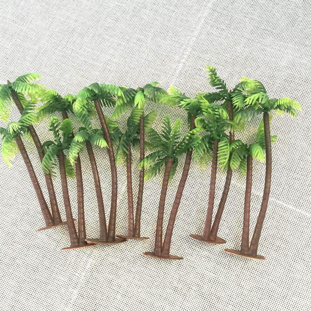 Plastic 10pcs Bonsai Craft Leaf Fake Miniature Coconut Palm Tree Artificial Plants Micro Landscape
