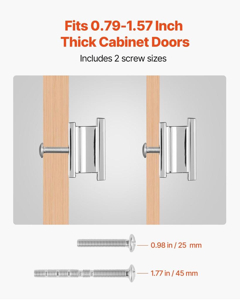 Cabinet Knobs, 10 Pack, 36 mm Zinc Alloy Drawer Pulls Door Handles, Rectangular Kitchen Dresser Solid Knobs, Cupboard Hardware with Screws for