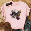 Футболка с надписью «Бабочка», модная футболка, одежда, стиль 90-х годов, трендовая повседневная женская футболка с коротким рукавом с принтом, женская женская футболка с графикой