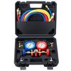 3-Way AC Diagnostic Manifold Gauge Set Fits for R134A, R22, R12, R502 Refrigerant, AC Gauge Set with 5 ft Hoses, Couplers, Can Tap for Car A/C System