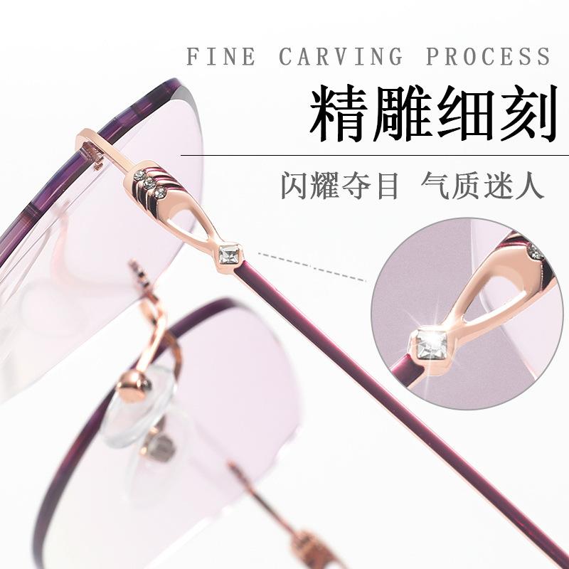 Butterfly Large Frame High-Grade Frameless Diamond Trimmed Anti-Blue Reading Glasses High Definition Fashion Young Women Reading Glasses