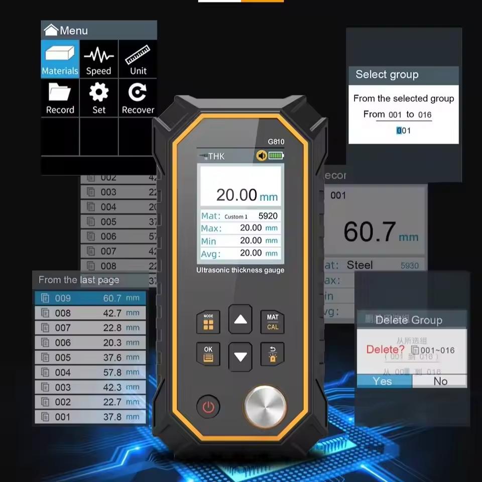 Ultrasonic Thickness Gauge 1-300mm Digital Thickness Meter with 300 Data Storage for Metal Pipe Wall Inspection HVAC Electrician
