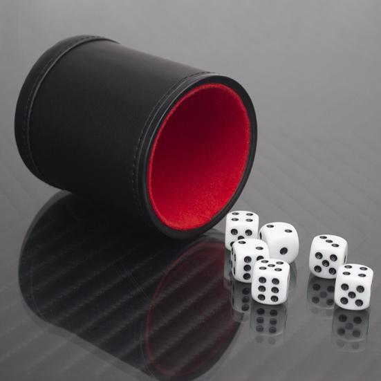 Faux Leather Dice Cup Red Flannel Interior Manual Shaker Cup Adults Family Night Bar Party Gambling Drinking Board Game Casino Equipment