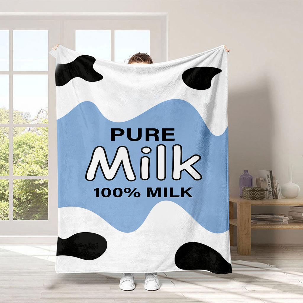 Cute Strawberry Cow Printed Blanket for Sofa Bed Travel Camping Living Room Office Conditioning Blanket for All Seasons Gifts