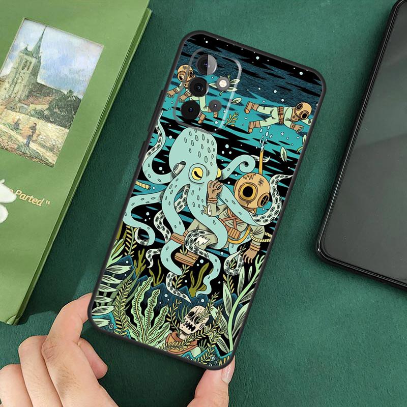 Морские обитатели Осьминог Чехол для Samsung Galaxy A54 A12 A22 A32 A52 A72 A52S A14 A70 A51 A71 A33 A53 A73 Чехол