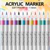 12 Colors Soft Headed Acrylic Marker Pen Color Art Graffiti Pen Waterproof Water-Based Watercolor Pen