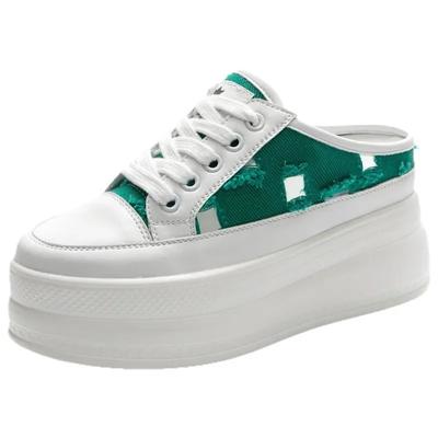 Мода 8 см Холщовые туфли Тапочки Платформа Клин Кроссовки Слайды Мюли Обувь для женщин Модная летняя обувь Сандалии zapatillas de mujer