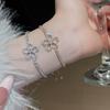 Gold Silver Zircon Flower Bracelet Five Petal Flower Korean Ins Hand Bracelet  Couple Gift