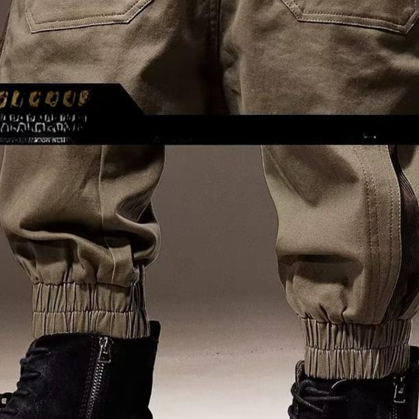 Мужские повседневные брюки-карго с эластичной резинкой на талии, свободные прямые брюки с несколькими карманами, модные брюки