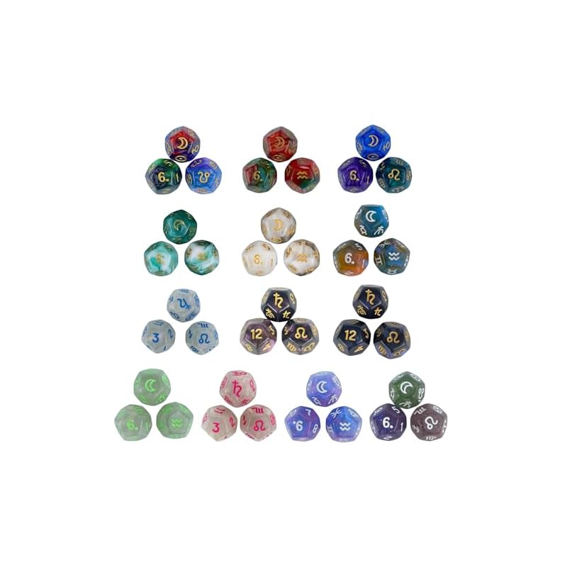 3pcs Acrylic Astrology Divination Dice 12-Sided Constellation Dice Tarot Game Accessories Divination Tools 12-Sided Acrylic Astrology Dice