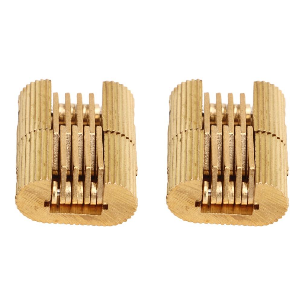 2PCS Gold Hidden Hinges Brass Cabinet Hinges Invisible Concealed Hinges Cabinet Door