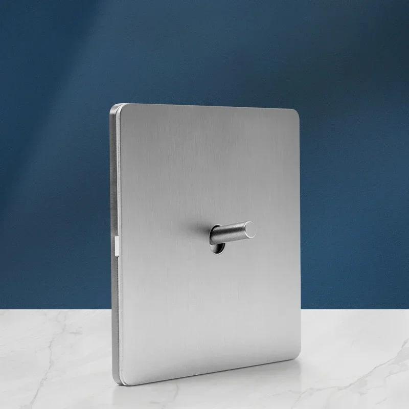 Wall Light Toggle Retro Switch Panel 1-4 Gang2Way Eu Silver Gray Brushed Stainless Steel Antique Switch Outlet with USB Charging