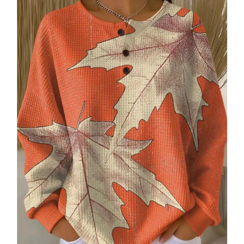 Женский свободный топ с круглым вырезом, планкой на трех пуговицах, цветовыми блоками, полосками и вафельной вязкой, с длинными рукавами