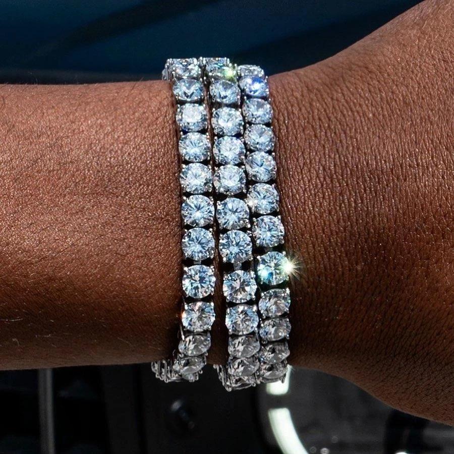 Теннисный браслет в стиле хип-хоп Homme Iced Out 3/4/5 мм с кубическим цирконием, мужская цепочка с кристаллами на руке, уличная одежда в стиле хип-хоп, ювелирные изделия, мужской H086