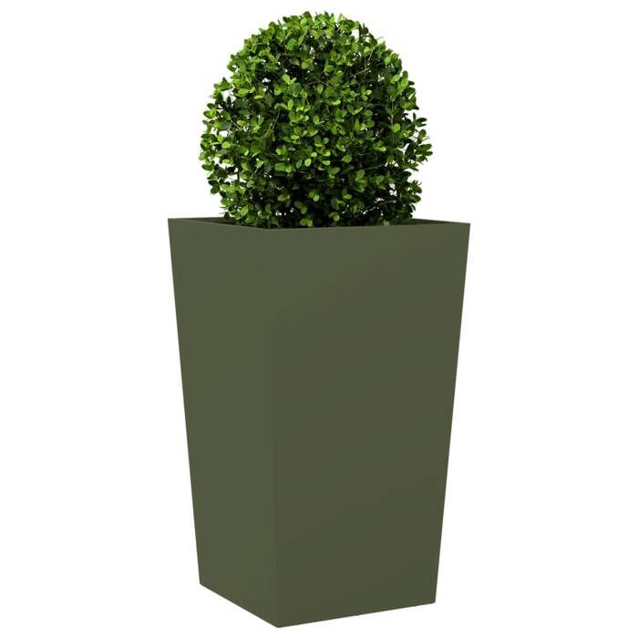 VidaXL Jardinière vert olive 45x45x75 cm acier, jardinière d'extérieur, boîte à fleurs, boîte de jardin, jardinière de 851100