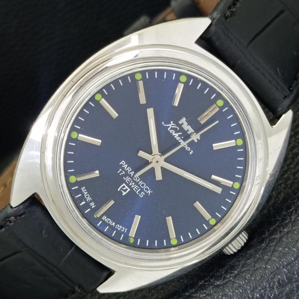 ВИНТАЖНЫЕ ЧАСЫ HMT KOHINOOR С РУЧНЫМ ЗАВОДОМ, ИНДИЙСКИЕ МУЖСКИЕ ЧАСЫ С ЦИФЕРБЛАТОМ СИНЕГО ЦВЕТА a441002-4 HT-a441002