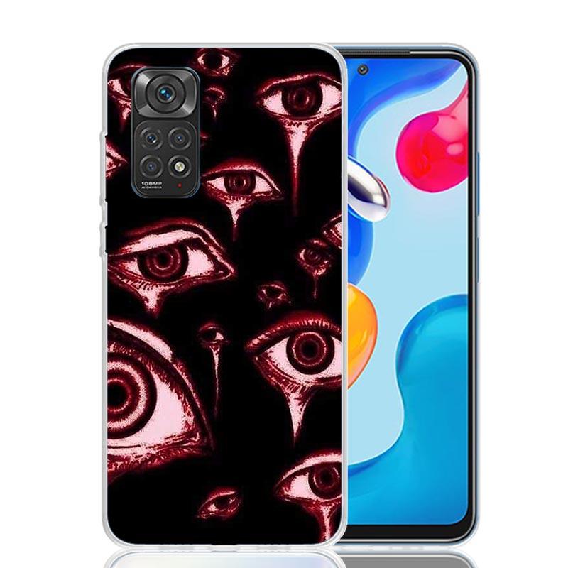 Чехол для телефона с пугающим лицом и глазами для Xiaomi Redmi Note 15 14 13 12S 12 Pro Plus 11S 11E 11 11T 10S 10 Арт Мягкий чехол с рисунком Redmi Not