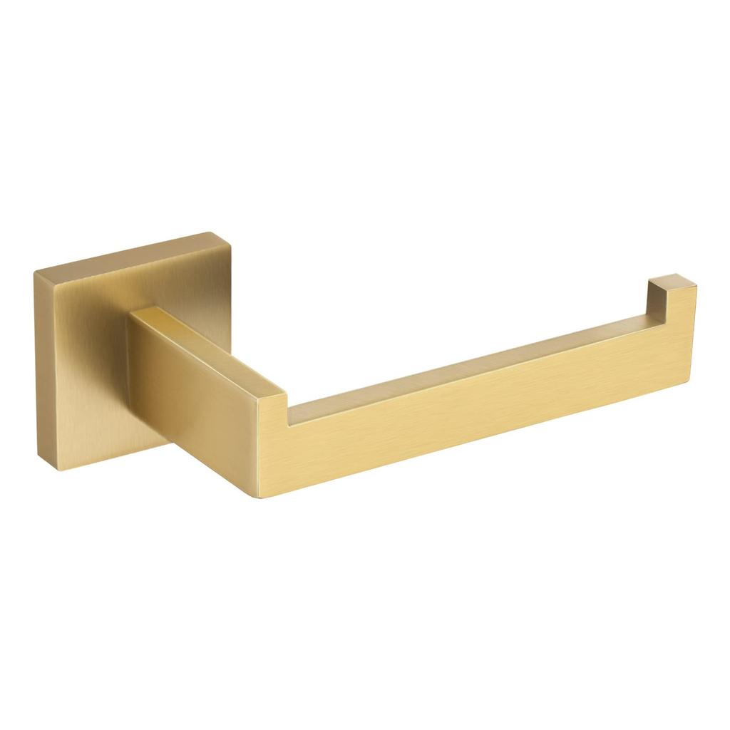 Square SUS 304 Stainless Steel Toilet Paper Holder – Heavy-Duty, Large-Roll Compatible – For Bathroom, Kitchen, and Office Gold, 6.5