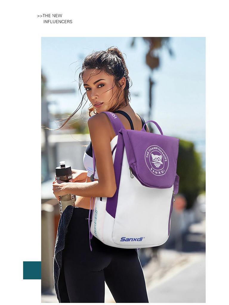 White Tennis & Badminton Backpack for 3 Rackets - Unisex Outdoor Sports Bag