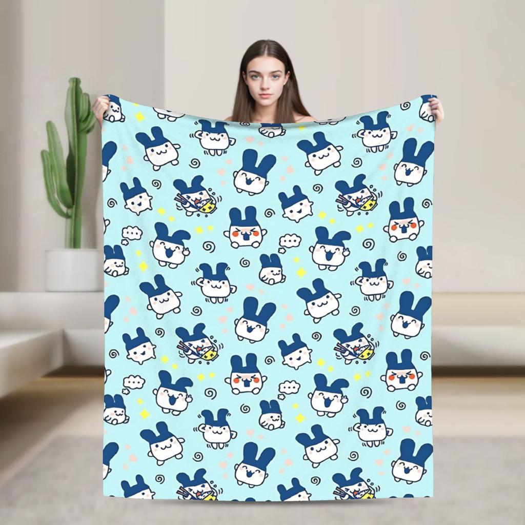 Tamagotchis Cartoon Blankets Kawaii Game Flannel Vintage Warm Throw Blankets for Home Autumn/Winter