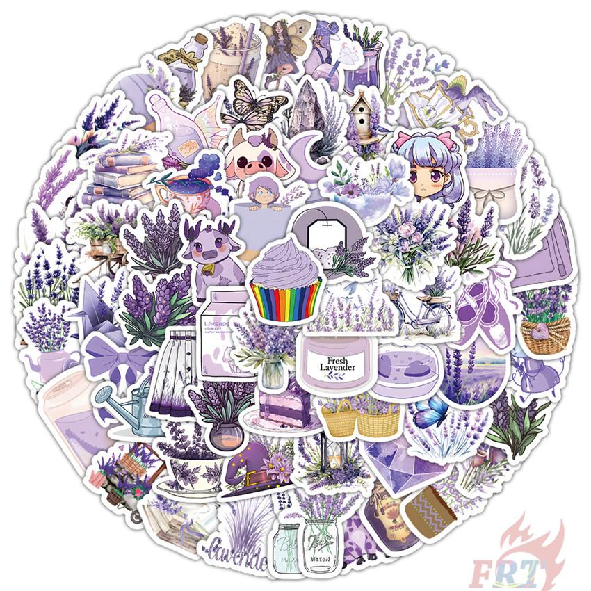 100 шт./компл. фиолетовые наклейки с лавандой, модные наклейки «сделай сам», наклейки