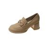 Retro  Janes Pumps for Womens British Style Round Toe Sofl Leather Slip-On Shallow Shoes Zapatos De Mujer