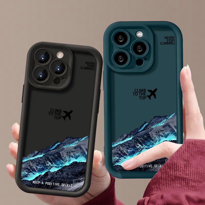 Противоударный чехол с рисунком самолета и гор для iPhone 16 Pro Max 15 Plus 14 Pro 13 12 11 XS XR 8 7 TPU мягкий матовый силиконовый чехол для телефона