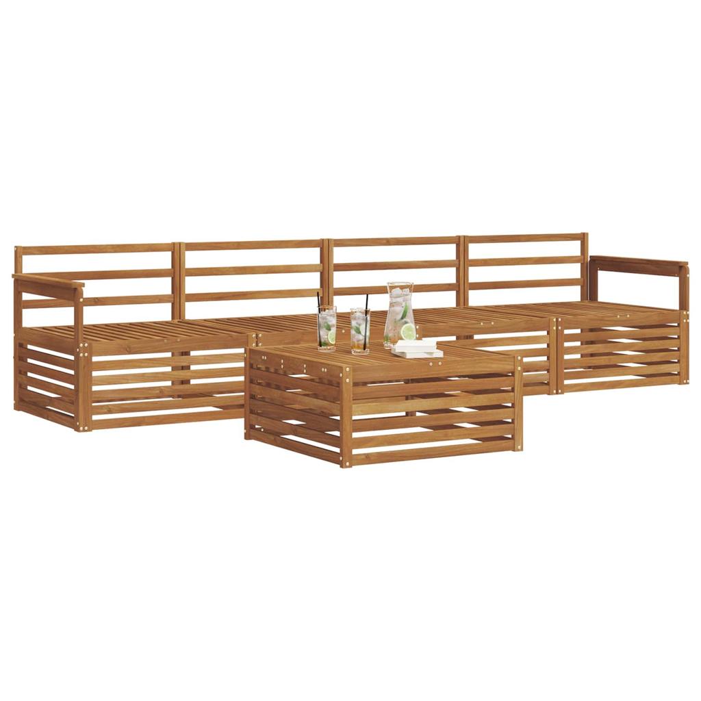 Outdoor Sofa Set 5 pcs Natural Solid Acacia Wood