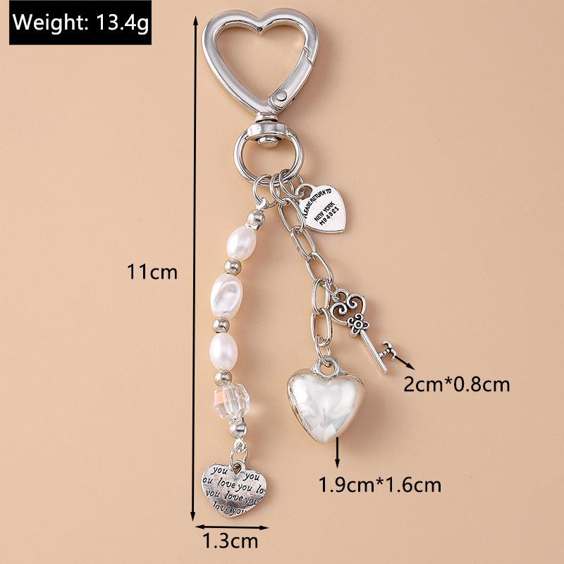 Alloy Love Heart Key Chain Shell Starfish Key Ring Pendants For Women Girls Handbag Decor Diy Handmade Jewelry Gifts