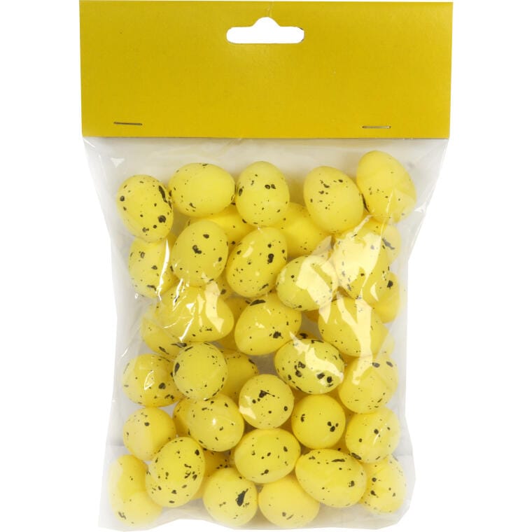 Set of 50 Decorative Styrofoam Easter Eggs, 2.5 cm, Color: Yellow