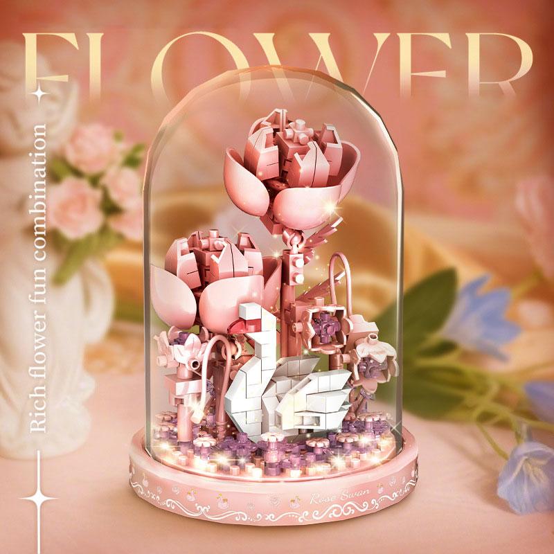 Букет Вечных Цветов Бонсай Комнатное Растение Модель Микро Строительные Блоки Украшение для Дома Головоломка Игрушки Детские Подарки на День Рождения Рождество