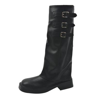 Женские ботинки на высокой платформе, элегантные модные женские туфли на низком каблуке в стиле панк, готика, новая кожаная модная женская обувь, мотоциклетная обувь