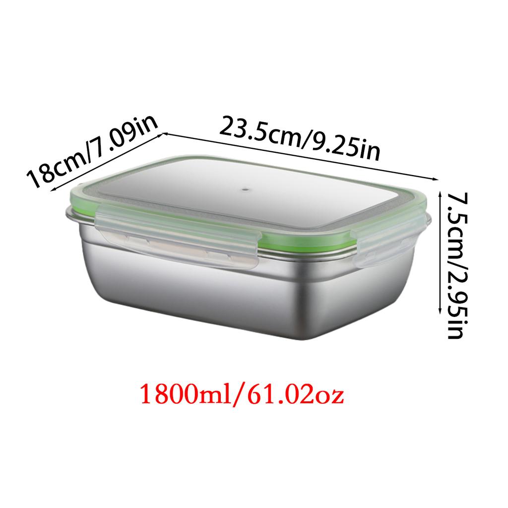 304 Stainless Steel Fresh-keeping Box Sealed Leak Proof Lunch Box Fruit Box with Lid Dumpling Container Refrigerated Storage Box