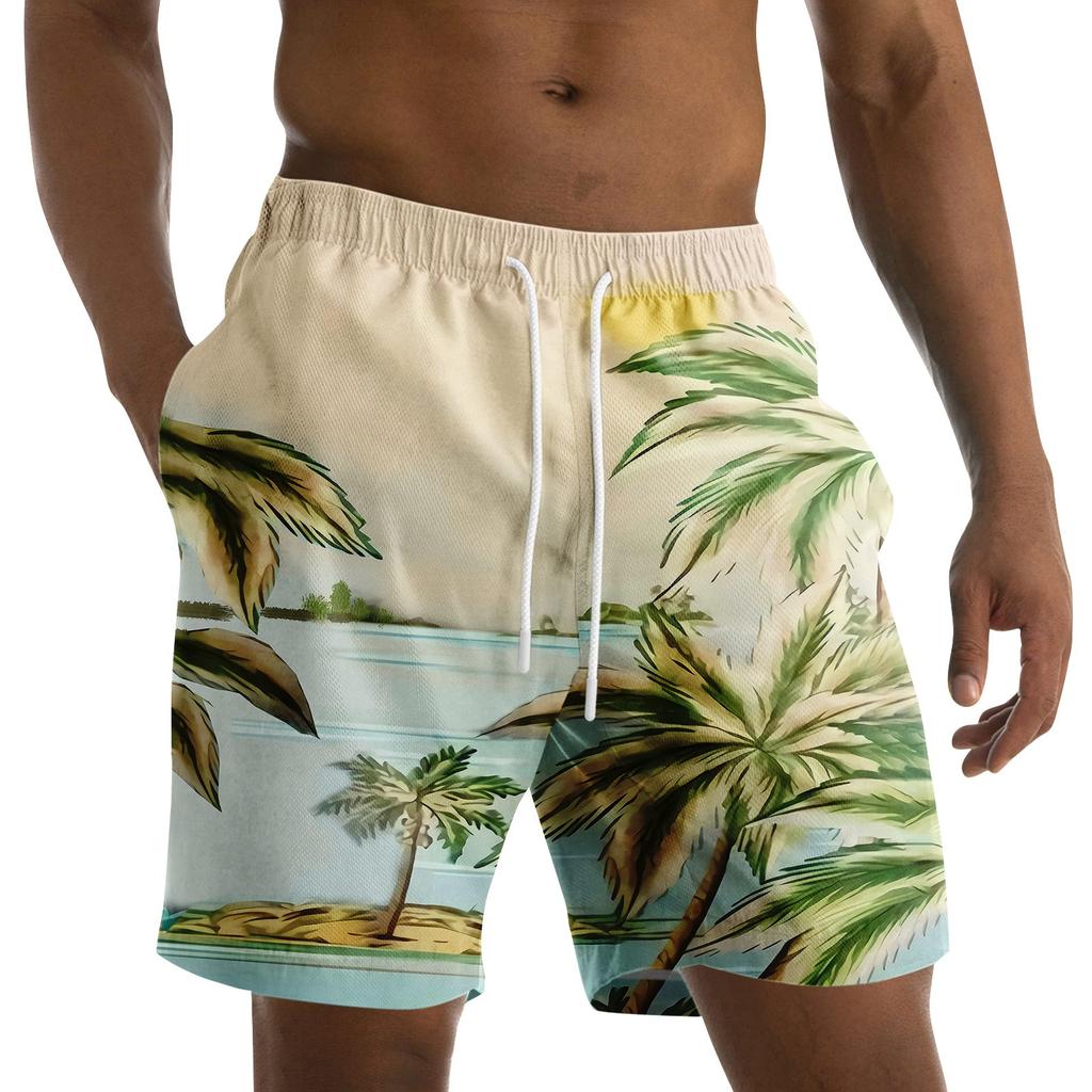 Men's Fashion Printed Strapped Hawaiian Beach Fit Sport Casual Shorts Pants
