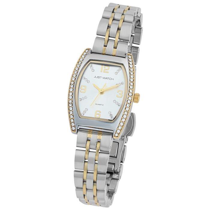 Montre - Just Watch Akadia - Boîtier tonneau bicolore argenté/doré - Bracelet acier 12 mm - Quartz Miyota 2035