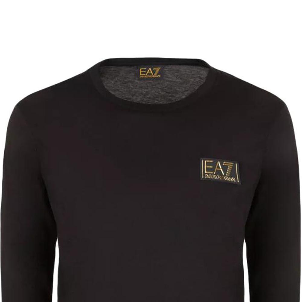 Emporio Armani Мужская футболка с длинным рукавом и принтом логотипа EA7, с круглым вырезом, черная 6RPT20-PJM9Z-1200