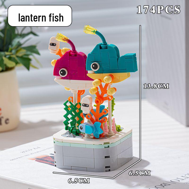 Совместимо с Lechaochao Lechuang Shark Model Marine Life Building Blocks Toy для детей