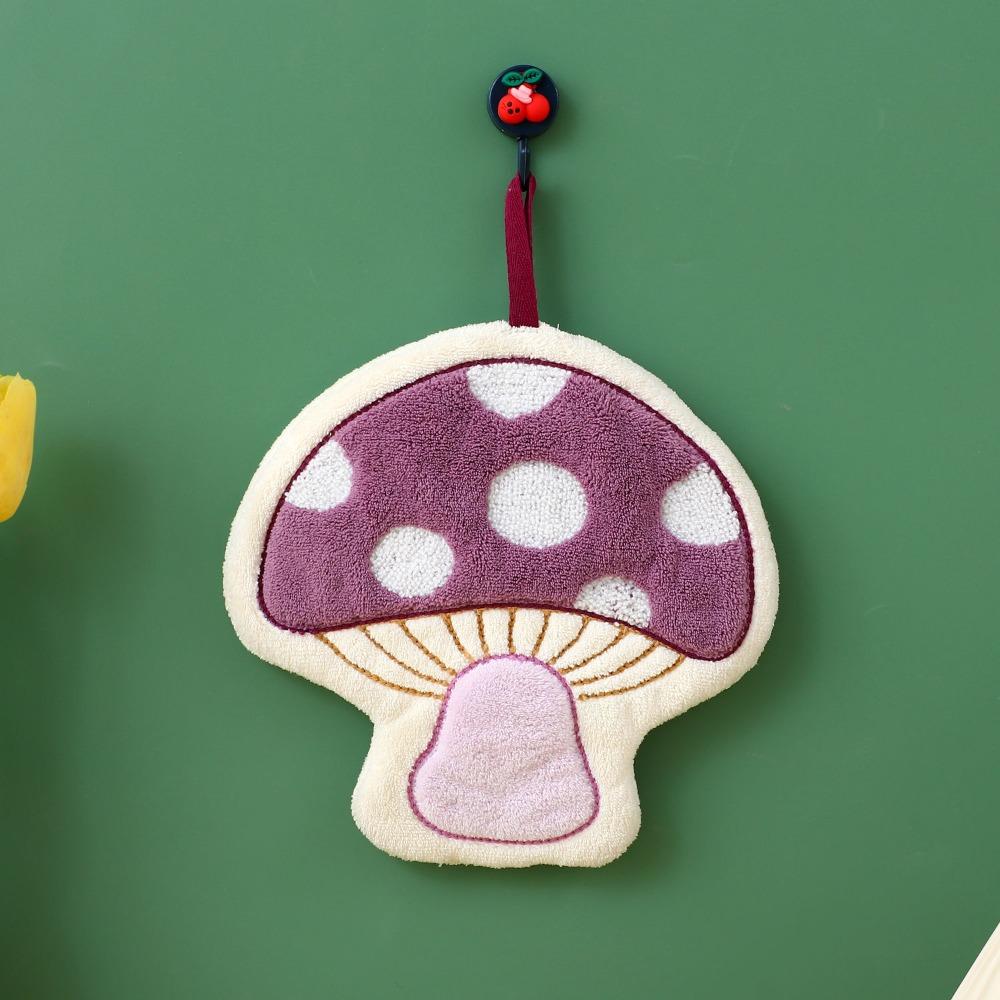 Soft Mushroom Theme Hand Towel Coral Fleece Bathroom Kerchief Toilet Handkerchief  Kitchen Home
