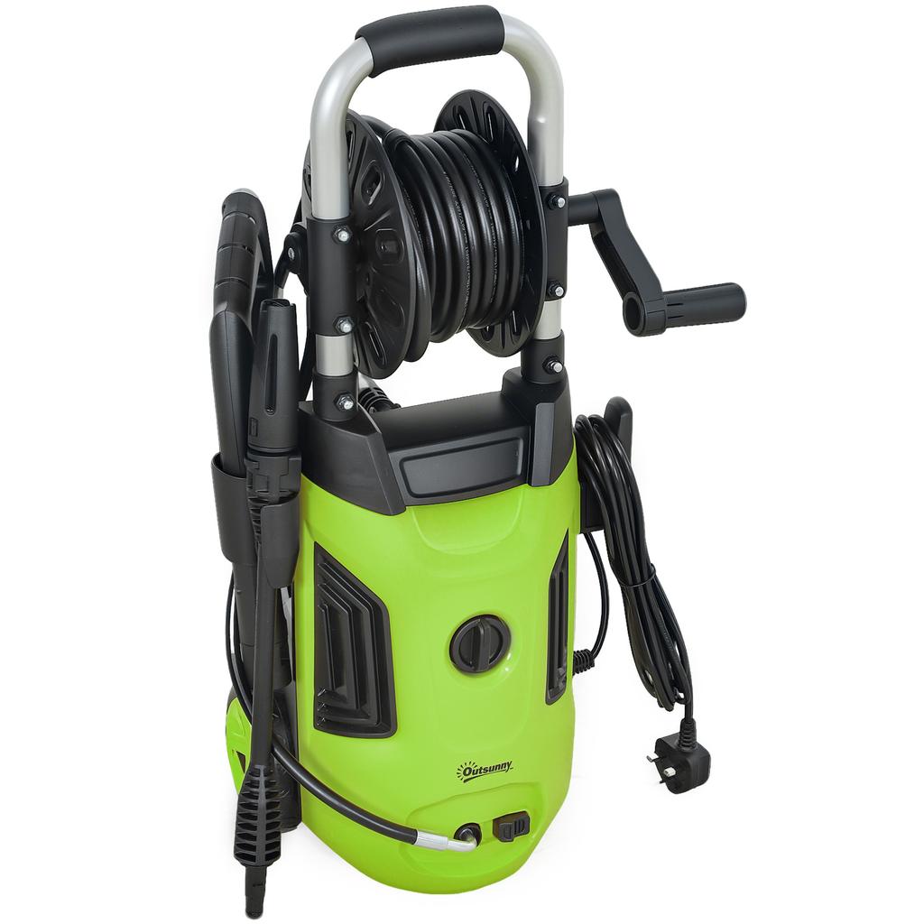1800W High Pressure Washer, 150 Bar Pressure, 420 L/h Flow, Portable Power Washer Jet Wash Cleaner with Adjustable Nozzle, 6M Hose, Hose Reel
