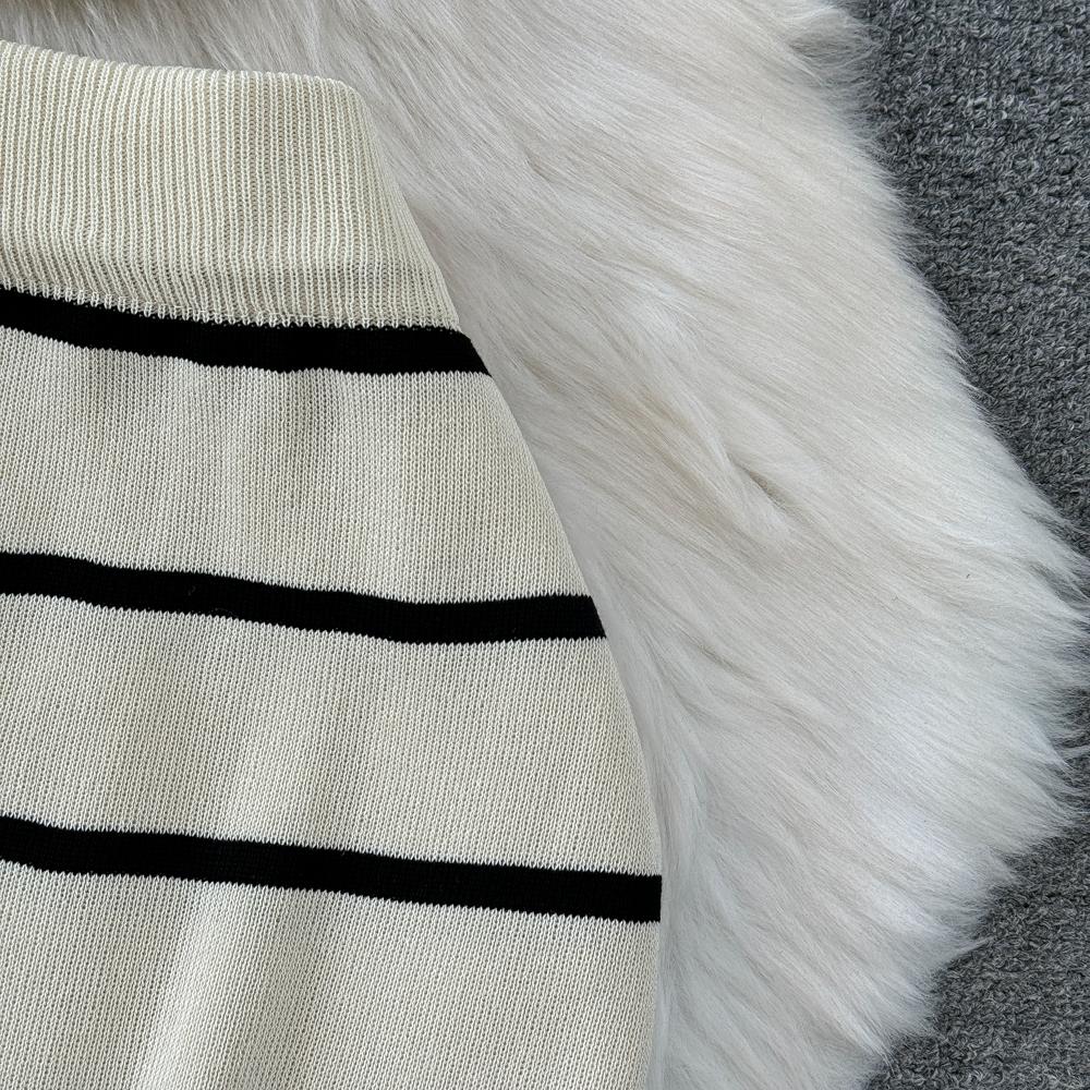 Комплекты из 2 предметов, женские наряды, полосатая вязаная майка без рукавов с v-образным вырезом + юбки с запахом, летняя юбка с высокой талией, модный комплект, Прямая поставка