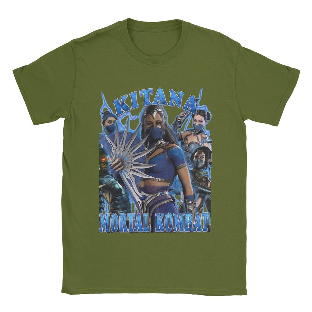 Мужская футболка Mortal Kombat 1 Kitana Винтажная футболка из чистого хлопка Футболка с коротким рукавом Футболки с круглым вырезом Одежда с графическим принтом