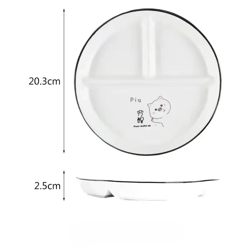 Керамическая тарелка Мультяшная Жиросжигающая Подтарелка, Подтарелка, Бытовая Тарелка для Блюд, Тарелка для Завтрака из Трех Отделений, Набор Посуды в Подарок