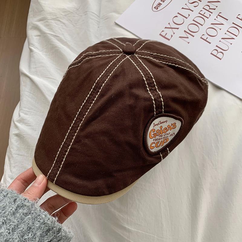 American niche retro forward hat women's summer versatile big head circumference beret showing face small newsboy hat