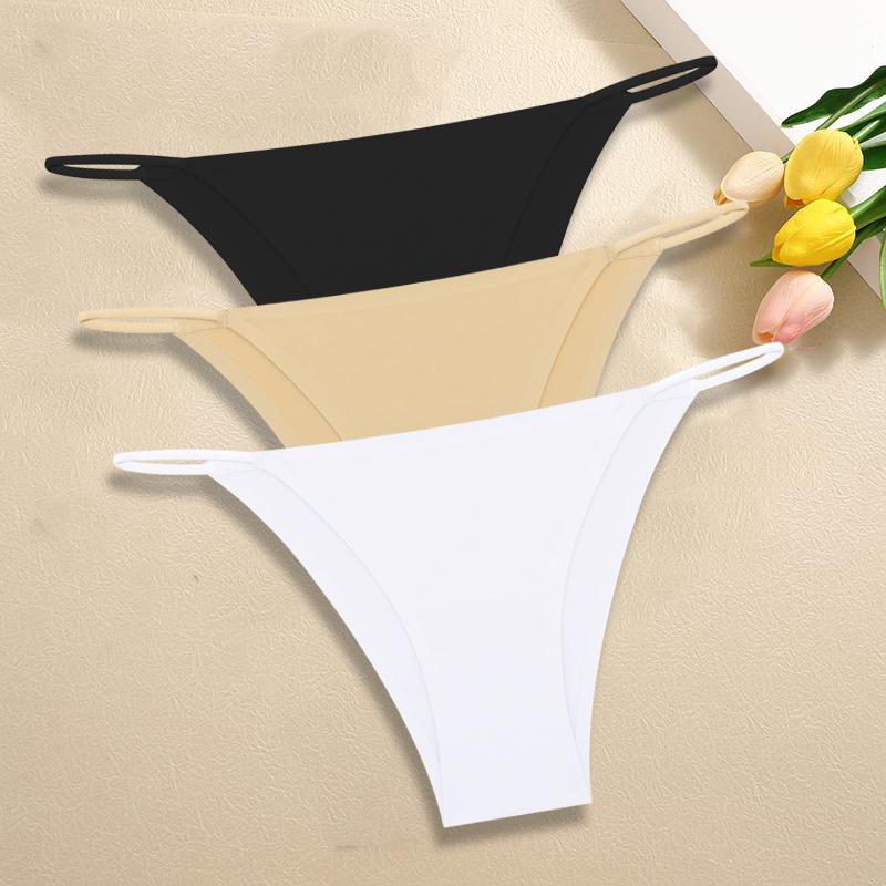 3Pcs/Set Women Seamless Panties Sexy Ultra-thin Briefs Female Ice Silk No Trace Underwear Low Rise Solid Color Soft Lingerie
