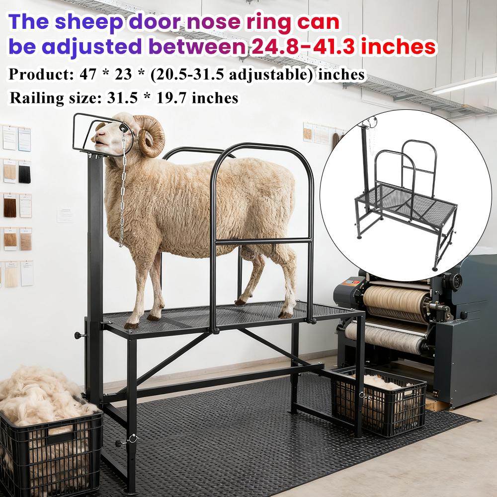 Goat and Sheep Stand 51x23 In Livestock Stand Metal Livestock Milking Shearing Stand 20.5" To 31" Adjustable Height Black