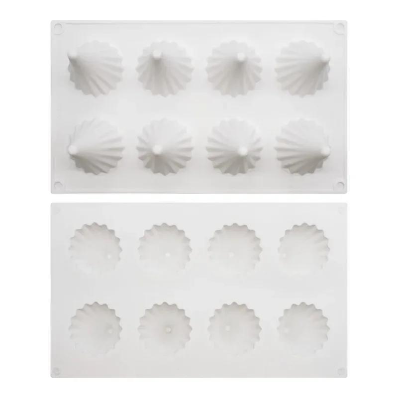 8 Grid Christmas Tree DIY Silicone Mold Icing Biscuit Aroma Candle Mold Stripe Tree Chocolate Mold