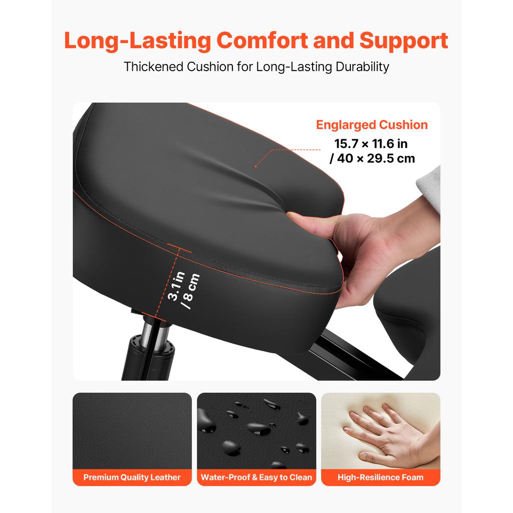 SucceBuy Эргономичное коленно-опорное кресло на колесиках, мобильное, Х-образной формы, с регулируемой высотой и пенопластовыми подушками для дома
