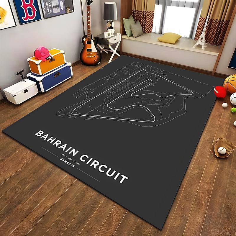 Classic Bahrain Circuit Map Rug Suitable for use as an anti-slip game mat for living room and bedroom sofas