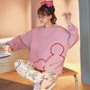 Winter Ladies Combed Cute Cartoon Long-Sleeved Pajamas Two Sets of New Comfortable Casual Style Can Be Worn Outside The Homewear