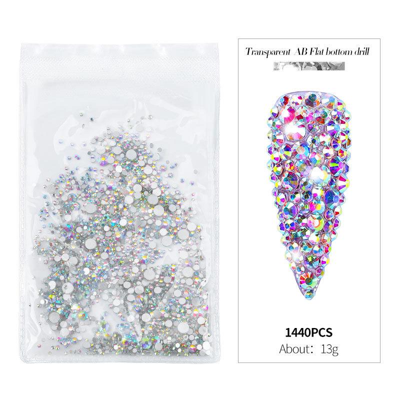 1440 шт. плоских кристаллов AB в упаковке оптом SS3-SS20 прозрачные стразы AB для дизайна ногтей